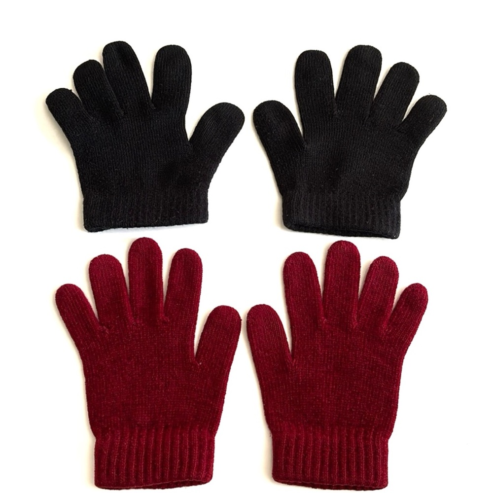 Bundle of 2 Women’s Black & Burgundy Winter Gloves